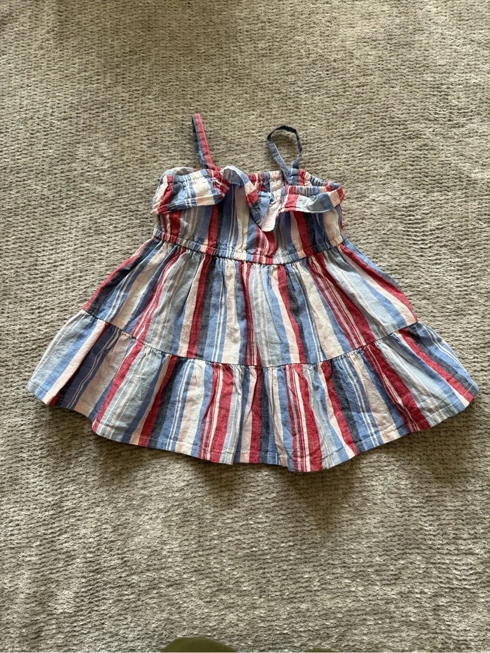 OshKosh B’Gosh Baby Girl‎ Striped Sundress Red Blue White 12M Tiered